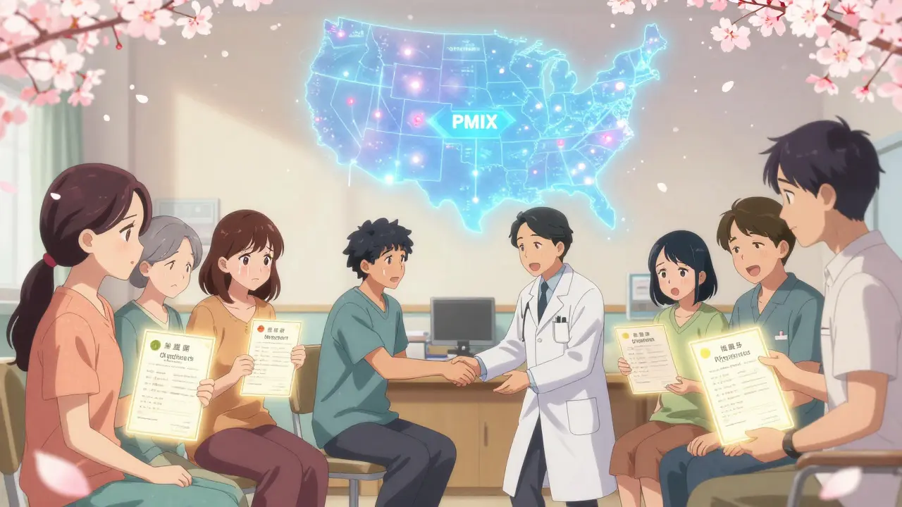 Diverse patients and providers sharing opioid agreements with glowing light, symbolizing community and healing.